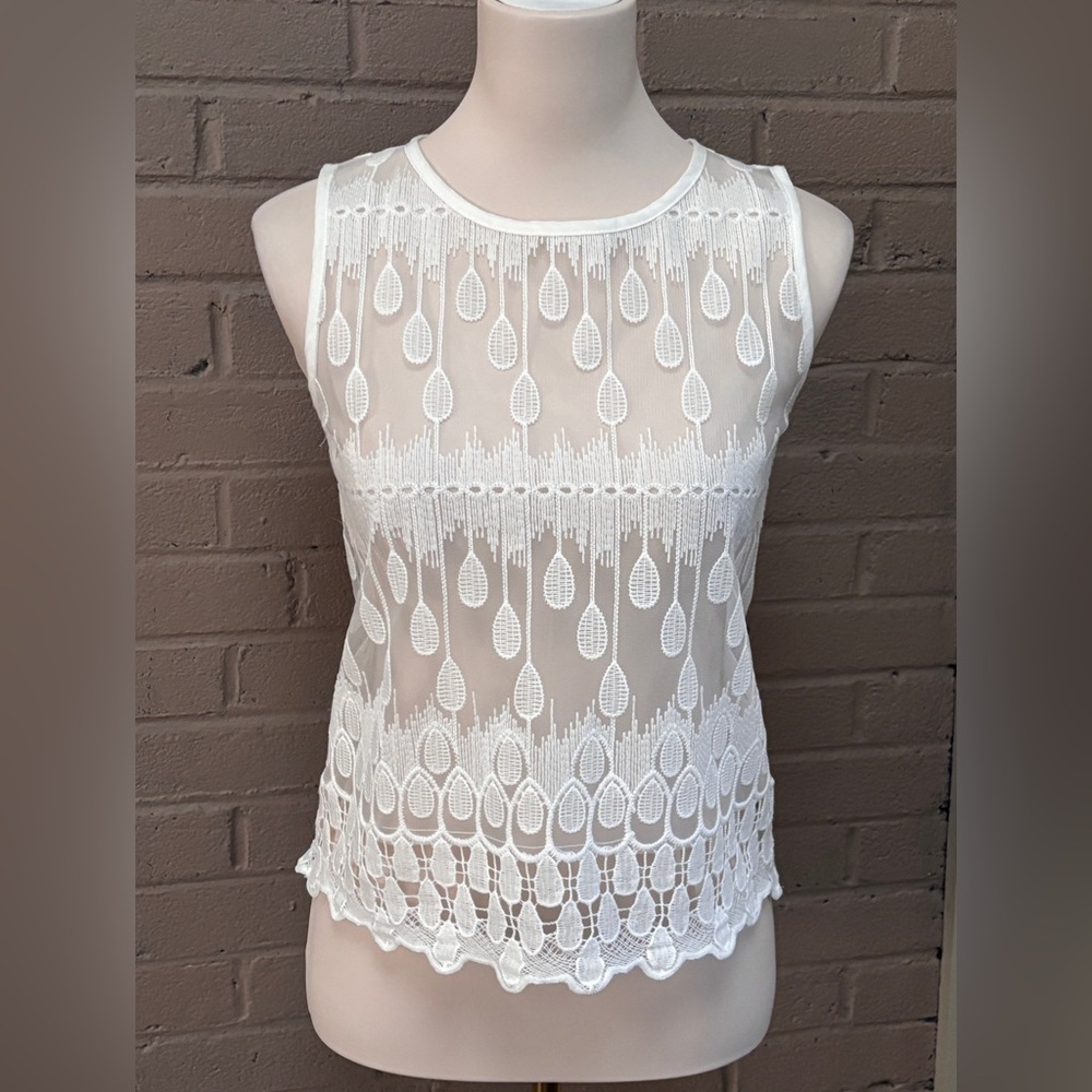 J.O.A. White unique sleeveless top S